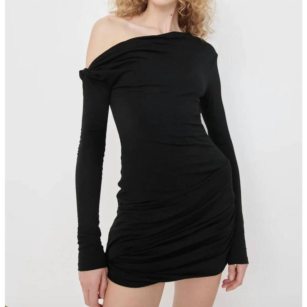 NEW PARIS GEORGIA manahou twist mini dress in black